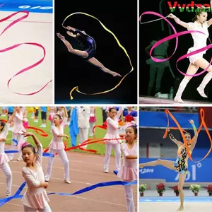 VVDZA Nhiều Màu Sắc Tập Gym Ruy Băng Cầu Vồng Gậy Ballet Streamer Twirling Rod Nghệ Thuật Thể Dục Dụng Cụ Ruy Băng