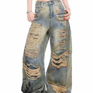 Nước Rửa Lỗ Rộng Quần Jean Eo Cao Rời Cây Lau Nhà Thẳng