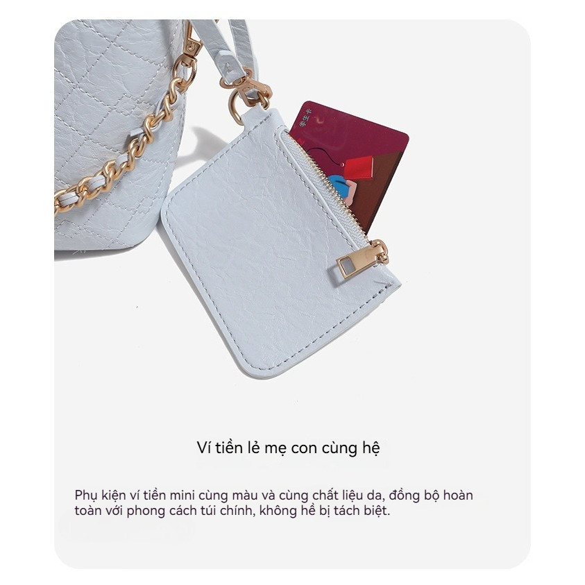 Viellec Cherry Blossom Hồng Tình Yêu Xô Túi 2026 Mùa Xuân Phong Cách Mới Kim Cương Di Động Dây Xích Túi Phù Hợp Với Tất Cả Các Trận Đấu Túi
