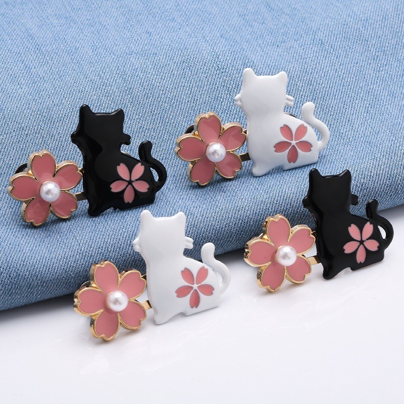 2 Cái/bộ Mèo Và Sakura Thắt Lưng Liền Mạch Holeless Quần Jean Dây Thắt Lưng Nút Điều Chỉnh