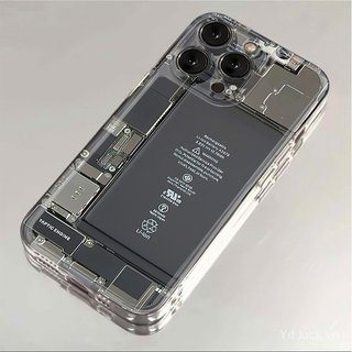 Cấu trúc mặt sau cơ khí Vỏ điện thoại trong suốt hợp thời trang độc đáo Thích hợp cho iPhone 17promax / 14promax / 16 / 13 / 15pro / 12pro / 13promax Vỏ chống sốc