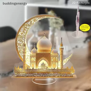 {BUDDI} Trang trí lâu đài hình lưỡi liềm Acrylic 2D Trang trí lễ hội Ramadan Eid Al-Fitr Mubarak Bảng hiệu bàn Hồi giáo Trang trí sự kiện tiệc tại nhà {buddingenergy}