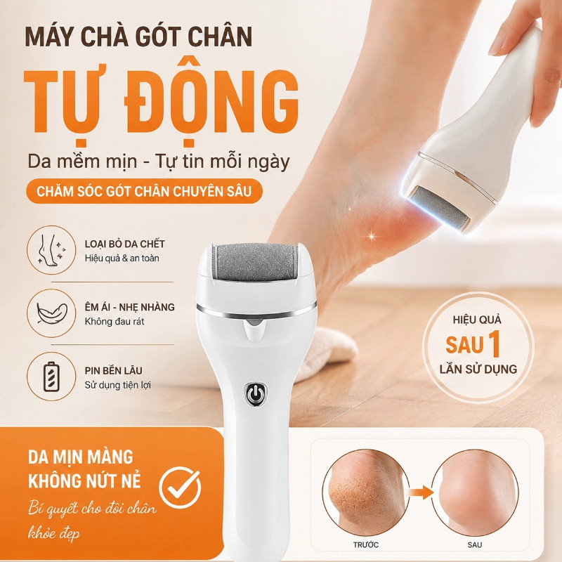 Máy Chà Gót Chân Tự Động,  Độ Tẩy Tế Bào Da Chết,Đế giày trơn nhẵn giúp giảm nguy cơ nhiễm nấm