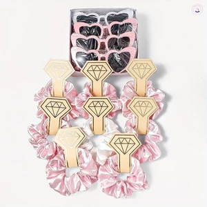 14 Chiếc Satin Scrunchie Buộc Tóc Cho Đám Cưới Kính Mắt Giá Đỡ Màu Trơn Hình Trái Tim Kính Mát Cưới Khách Lụa Scrunchie Kính Mắt