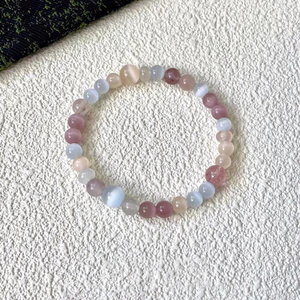 {Bướm Sương Tìm Hoa} Vòng Tay Đính Hạt Opal Chalcedony Trung Quốc Mới Tinh Tế Retro Trắng Dâu Pha Lê Vòng Tay Nữ