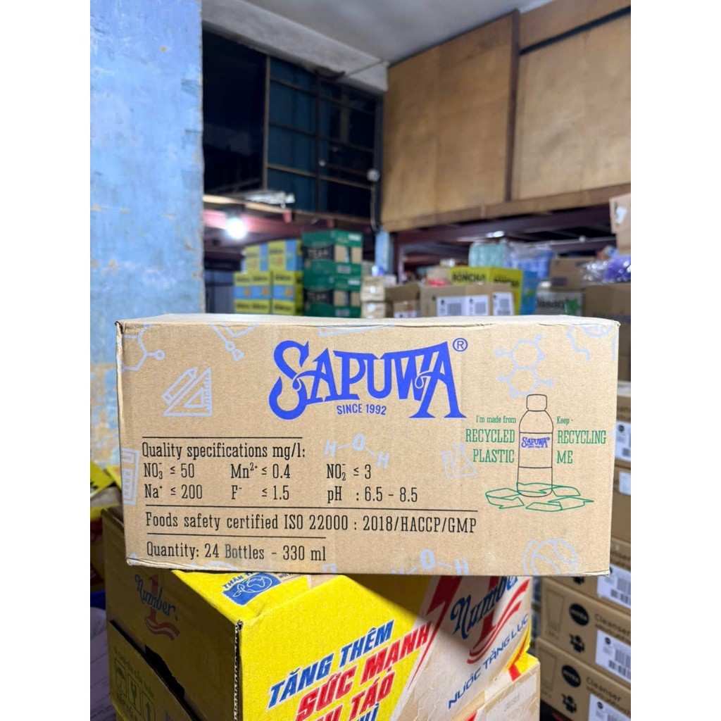 Thùng 24 chai Nước uống Sapuwa 330ml chai nhỏ gọn tiện lợi