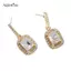 AqToCna 1 Cặp Pháp Vintage Xanh Trong Suốt Đá Quý Đơn Giản Treo Bông Tai Trang Sức Tinh Tế Thả Tòn Ten Cá Tính Thời Trang Bông Tai AqToCna