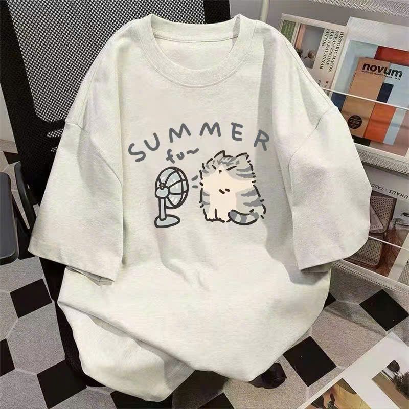 Áo phông unisex form rộng chất cotton su, họa tiết chữ summmerr, siêu đẹp, thời trang cá tính - thoitrangthubio