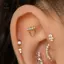 1PC Bạc 925 Zircon Kẻ Sọc Trái Tim Đầu Phẳng Sụn Xuyên Tai Dành Cho Nữ Bông Tai Claasic [Mina]