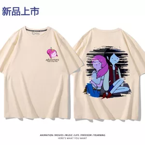Thời Gian Phiêu Lưu PB Bong Bóng Kẹo Cao Su Công Chúa Hàng Hóa Tay Ngắn Phiêu Lưu Thời Gian Áo Thun Cổ Tròn Cotton Nguyên Chất In Hoạt Hình Sinh Viên