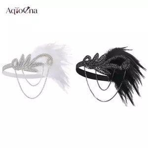 AqToCna 1920s Flapper Đầm Phụ Kiện Retro Đảng Đạo Cụ Lông Vũ Cho Đám Cưới Cô Gái Kim Cương Giả sels Mũ Đội Đầu AqToCna