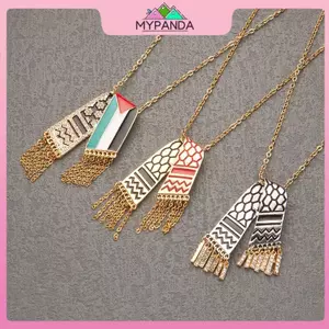 MYPANDA Khăn quàng cổ bằng thép không gỉ Hình mặt dây chuyền Zircon United Arab Emirates Nelaces dành cho nam nữ Kufiya Qatar Chain Nelaces Trang sức.