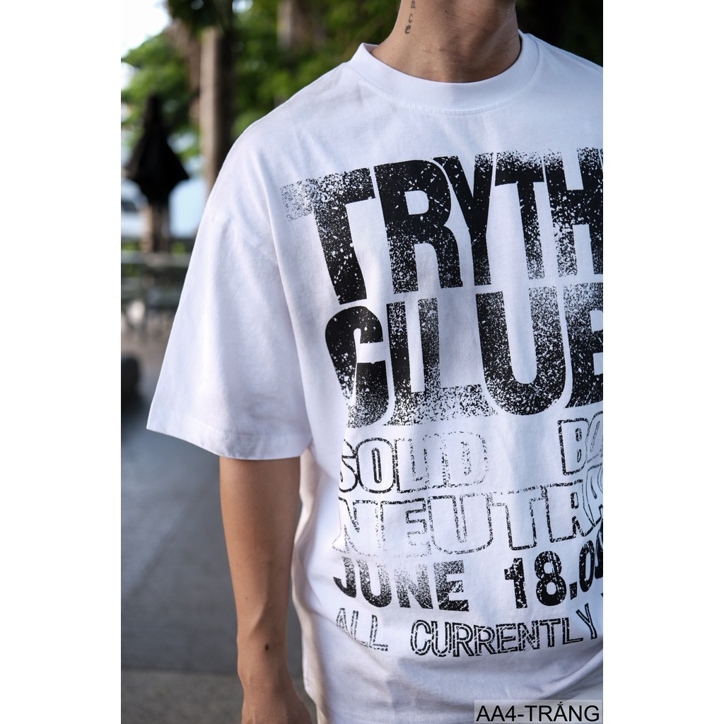 AA4 - Áo thun nam phong cách streetwear Mỹ, cổ tròn tay ngắn, chất cotton 100%, họa tiết chữ nổi bật, form rộng rãi