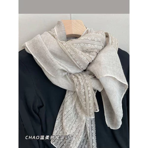 ☘️Khăn lụa Phong cách retro Đa năng Ren nhẹ nhàng 丨 Khăn choàng mỏng thời trang mùa hè Khăn choàng chống nắng nữ mặc ngoài mùa xuân mùa hè Quà tặng thời trang Khăn lụa