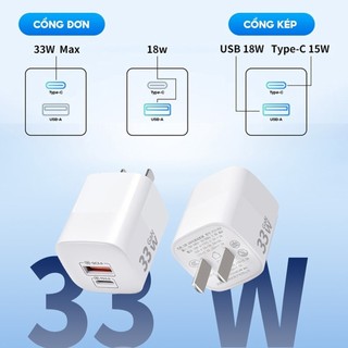 Củ sạc nhanh SHIRA 30W, Công nghệ sạc nhanh, Đầu sạc A+C, tiện dụng, nhỏ gọn, tiện lợi