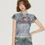 Milyfashion Retro Gạc Hoạt Hình In Hình Áo Thun Ngắn Tay Mùa Hè Phong Cách Mới Slim-Fit Slimmer Nhìn Ngắn Top baby tee Y2K MYR5