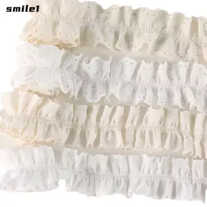 Viền ren SMILE, Ruy băng thêu thiết kế xếp li, Đồ may vá Trang trí bằng vải Cotton