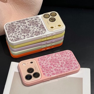 Full Ống Kính Bảo Vệ Phim Lấp Lánh Bột Da Báo Họa Tiết Kính Cường Lực Ốp Lưng Điện Thoại iPhone 17Promax 17Pro 13 14 15 16 Pro Max Chống Sốc Nữ Điện Thoại Di Động