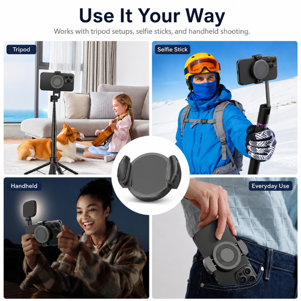 INOVAGEN IPC01 Kẹp giữ điện thoại từ tính Đa năng 54-105mm Kẹp kẹp cạnh dài cho chân máy Selfie Stick Vlog Chụp trực tiếp