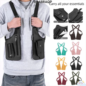 Túi đựng áo Vest lưu trữ BRABRAA, Túi đeo ngực nhiều túi chống trộm, Túi đựng điện thoại di động đa chức năng bằng da cổ điển dành cho nam nữ