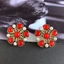 Omara Tinh Tế Đỏ Nhỏ Giọt Men Series Tình Yêu Chấm Bi Màu Phù Hợp Với Hình Học Bạc 925 Bông Tai Kim Bông Tai Bông Tai B95 INOR