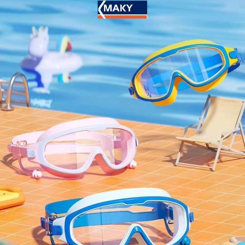 MAKY Kính lặn chuyên nghiệp khung lớn chống nước và chống sương mù phổ biến trực tuyến, Kính bơi dành cho người lớn VN