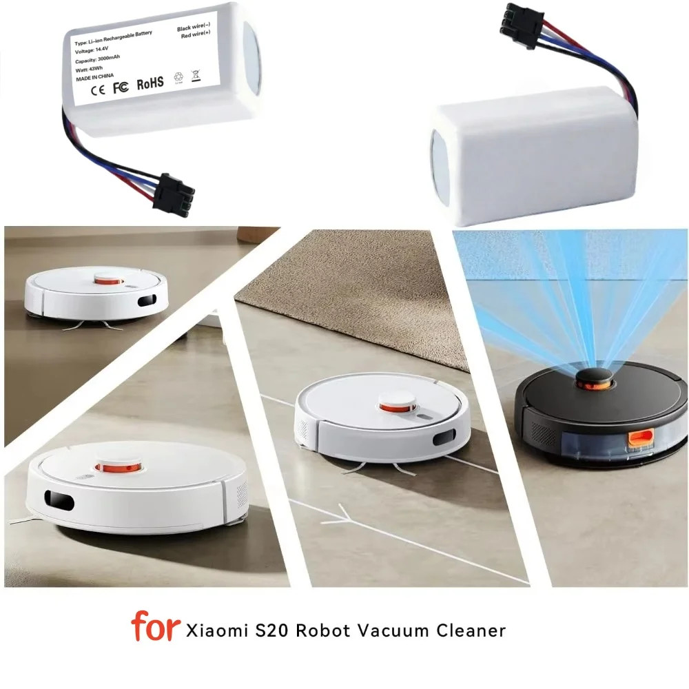 3200mAh cho Robot hút bụi Xiaomi S20 Robot quét độ bền Phụ tùng thay thế pin