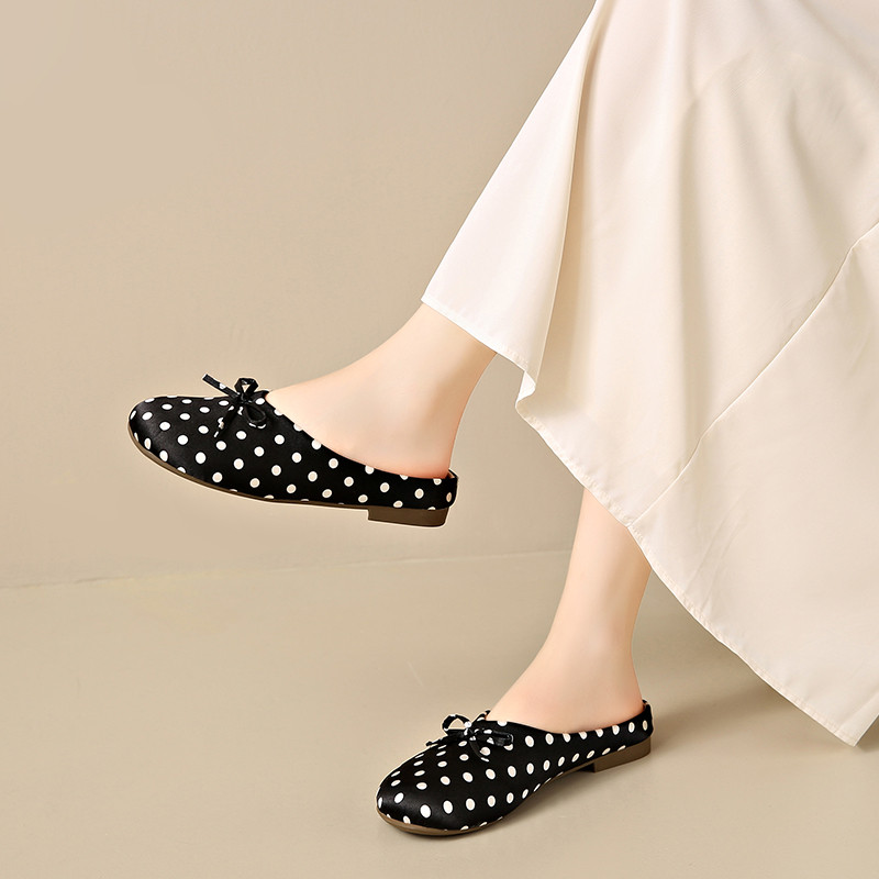 Atikota Nữ Vintage Dép Ngọt Nơ Thoải Mái Đế Mềm Mại Thông Thường Slip On Dành Cho Nữ Hàng Ngày Trong Nhà Ngoài Trời Thời Gian Mặc