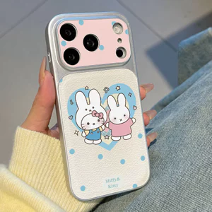 Ốp lưng iPhone Họa tiết da mạ họa tiết Love Hello Kitty iPhone 17 16 15 14 13 12 11 Pro Max Plus Max