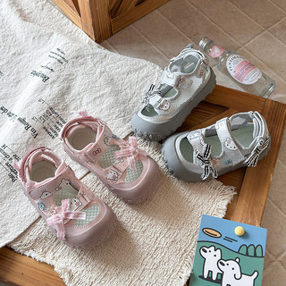 Xăng đan Thể Thao Bé Gái Lưới Thoáng Khí Hello Kitty Nơ Trẻ Em Giày Đa Năng Mùa Hè 2026 Mới Trẻ Em Giày Ngoài Trời Đế Mềm