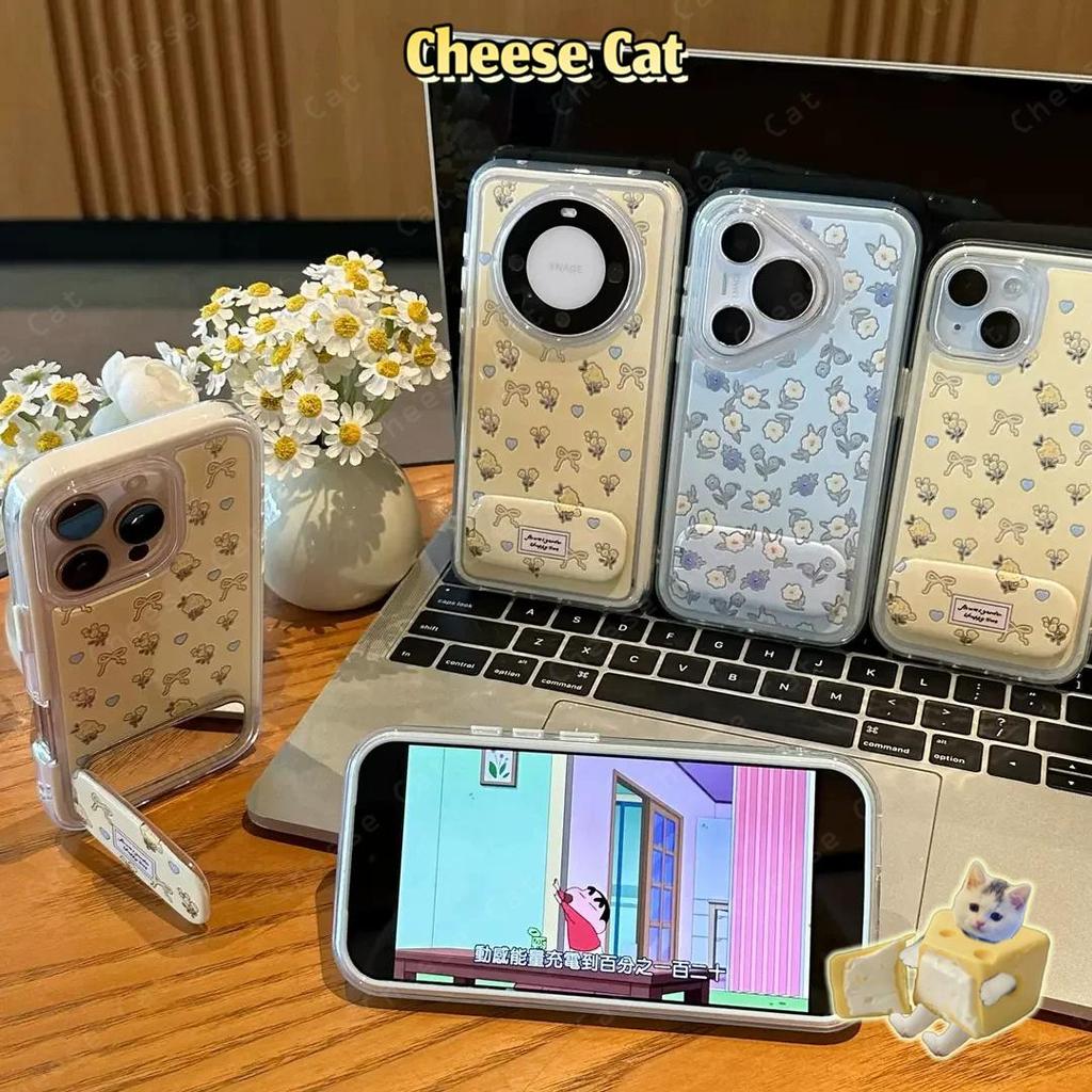 Ốp điện thoại đứng gương hoa màu vàng xanh cho iPhone 15 14 13 12 11 16 17 Pro Max Xs Max XR