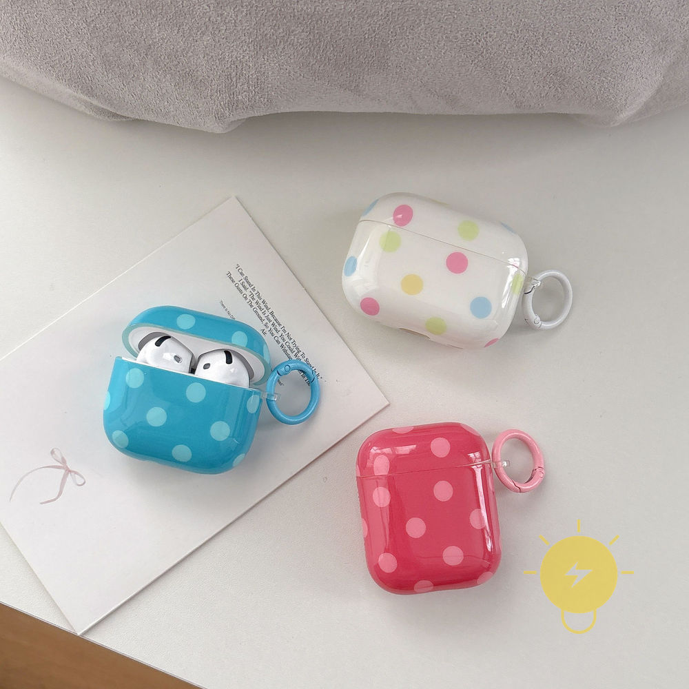 Phone Case For AirPods 4 / Pro3 / Pro2 / Pro / 3 / 2 / 1 TPU Polka Dot Headset Polka Dot Aesthetic Korean Cute