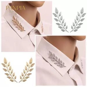 PNPIA- 1 Cặp Hợp Thời Trang Phù Hợp Với Áo Sơ Mi Cổ Pin Lá Hợp Kim Thổ Cẩm Áo Len Cổ Nút Dành Cho Nam Nữ Thời Trang Hàng Ngày Quần Áo Phụ Kiện