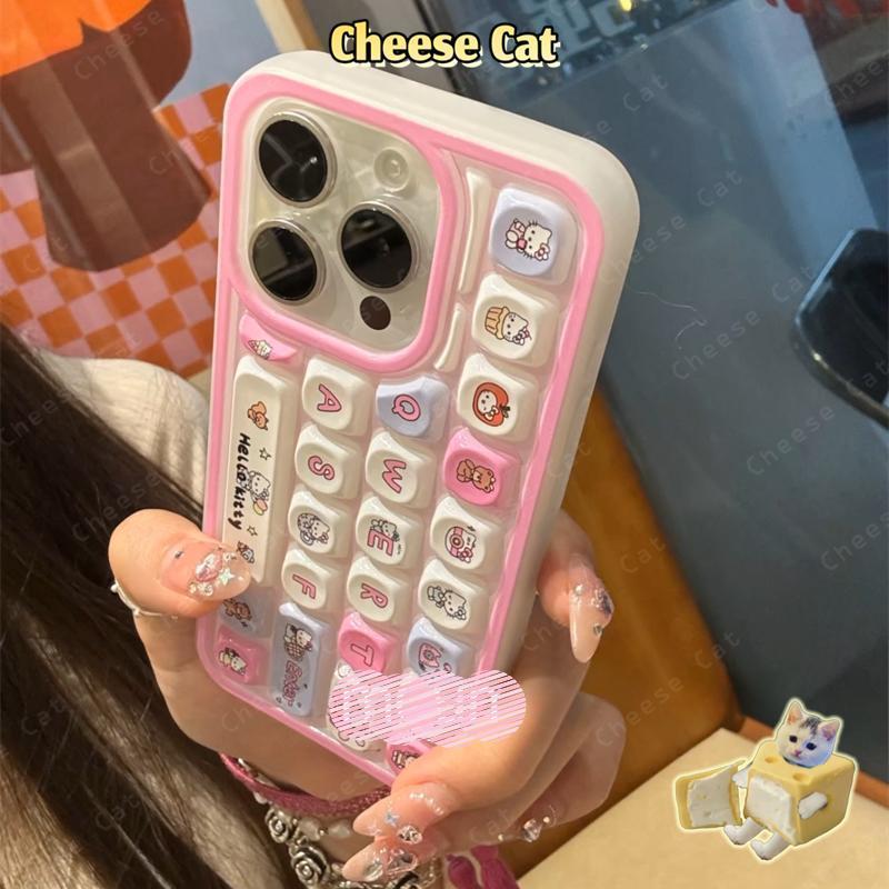 Ốp Lưng Điện Thoại Bàn Phím 3D Chữ Kitty Cho iPhone 16 15 14 13 12 11 17 Pro Max Giảm Căng Thẳng