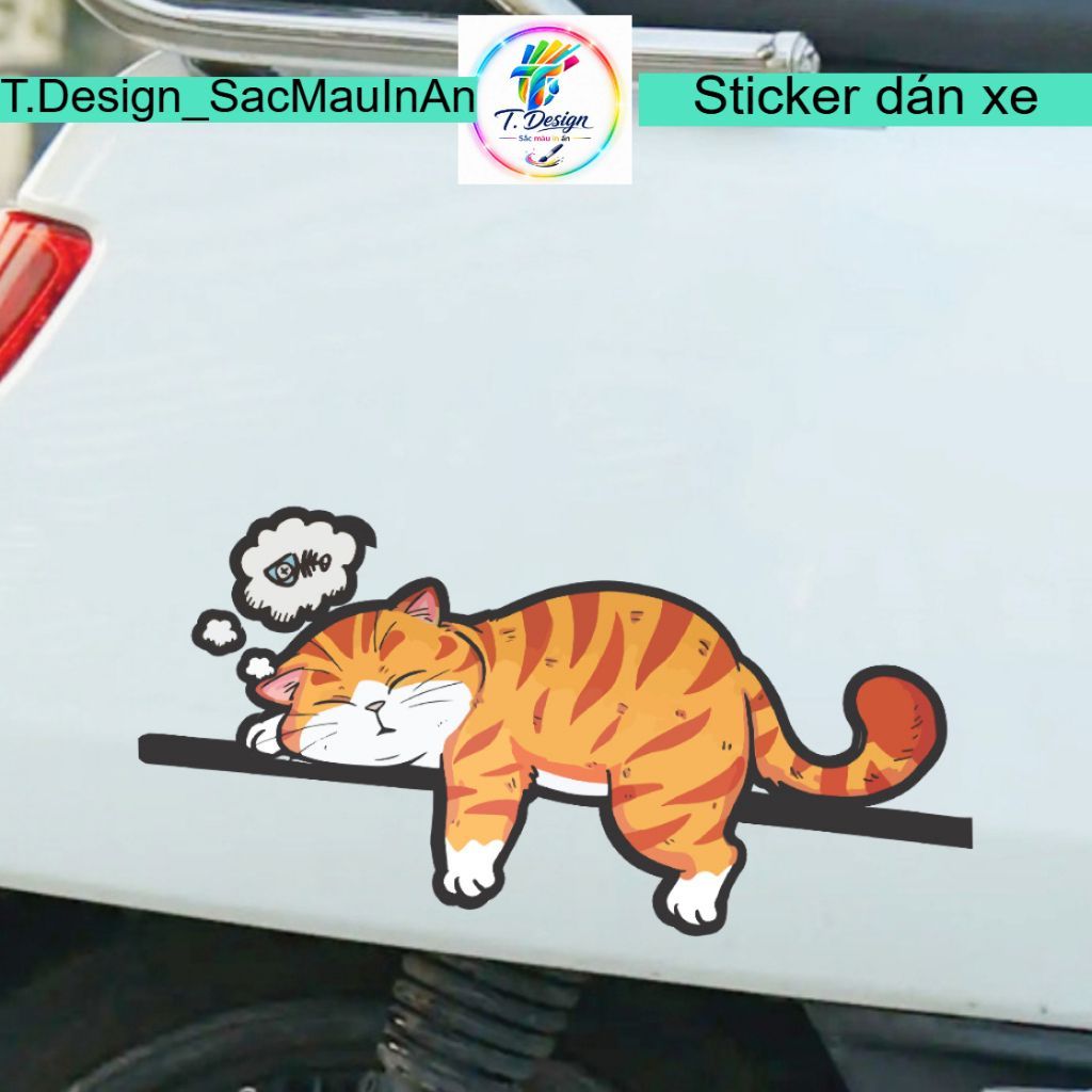 Set 5 con Mèo đi 2 chân dễ thương dán kính xe, sticker chống nước, che vết xước