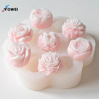 YOWEI Khuôn Silicon Hoa 7 Trong 1 3D Hoa Hồng Mẫu Đơn Bánh Sô Cô La Khuôn Nướng Bánh Handmade Nến Xà Phòng Thạch Cao Nhựa Thủ Công Dụng Cụ Làm Thủ Công VN