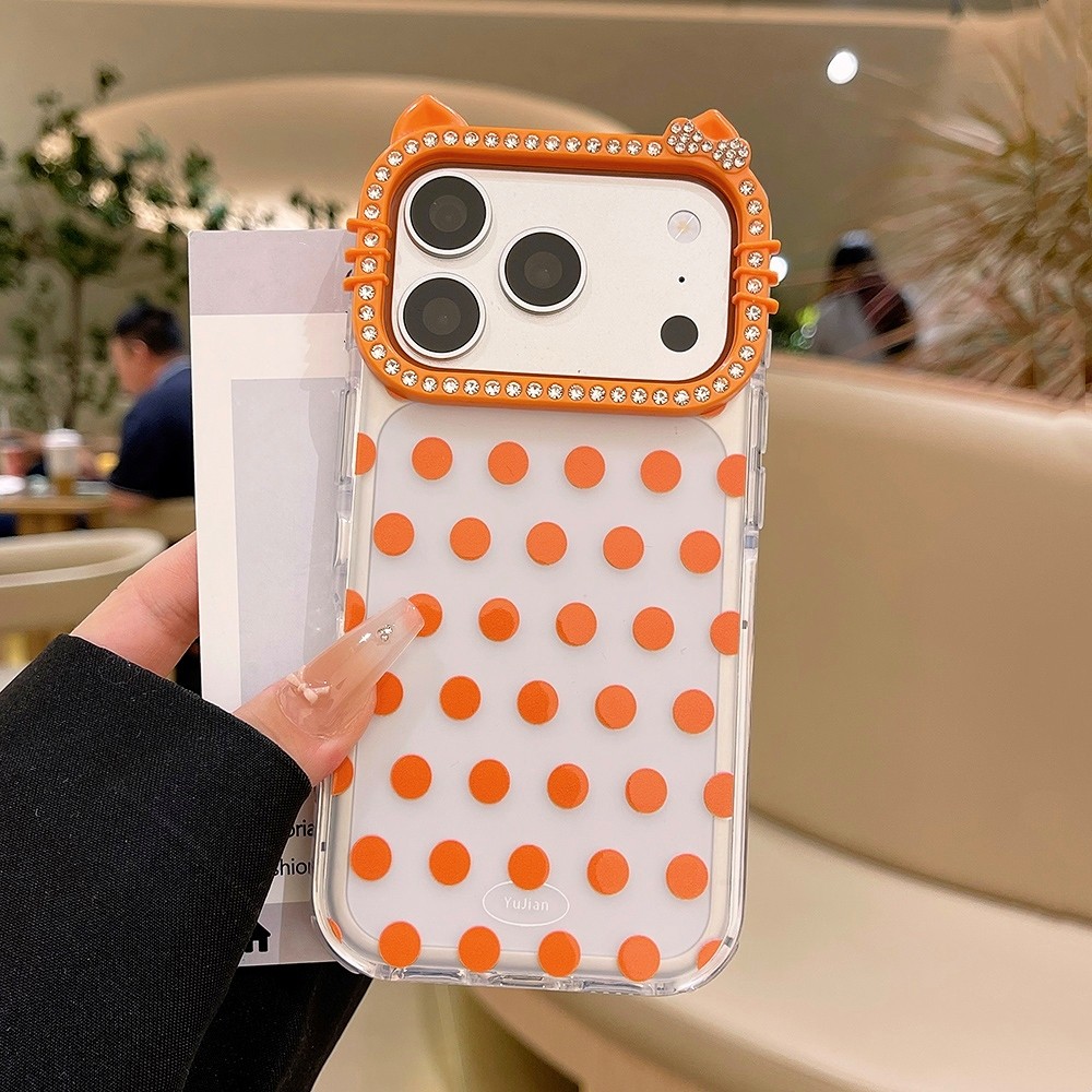 Ốp điện thoại mờ tai mèo chấm bi cho iPhone 17 Pro Max 16 Plus 15 14 13 Vỏ bảo vệ chống sốc