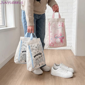 Túi đựng giày hai lớp JUNYUE88US, Túi đựng giày cầm tay hình động vật hoạt hình, Túi đựng giày thể thao dày dặn chống bụi dễ thương cho gia đình