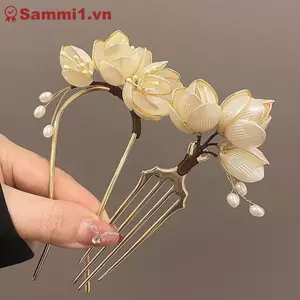 ZK Vintage Magnolia Hợp Kim Kẹp Tóc Trang Trí Thanh Lịch Lược Tóc Phụ Kiện Tóc VN