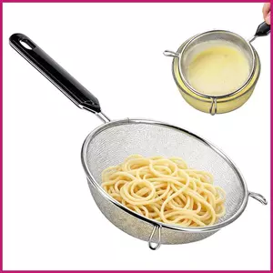 Bộ lọc mịn cho nhà bếp Tay cầm chống trượt Muỗng sàng lọc lưới mịn không gỉ có tay cầm cho cửa hàng chiên