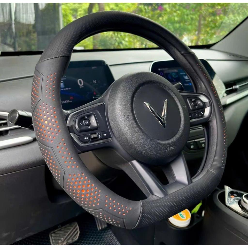 Bọc vô lăng da NAPPA mềm size D-cut form méo cho VinFast VF3 VF5 VF6 VF7 VF8 VF9 VF e34 Limo Green Herio Green