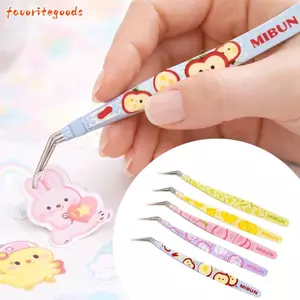 FAVORITEGOODS Nhíp Lông Mi Giả, Thép Không Gỉ Hoạt Hình Trái Cây Cong Dán Nhíp, Độ Chính Xác Cao Chống Tĩnh Điện Nối Dài Nhíp Thu Nhỏ Cảnh Dán