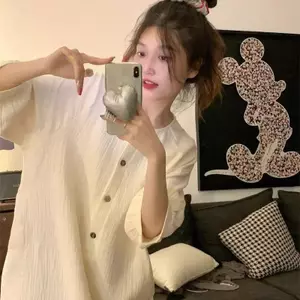 Bộ đồ ngủ kiểu Pháp màu trơn Phiên bản đơn giản Mùa xuân, Mùa thu Ký túc xá tại nhà Trang phục gia đình thông thường