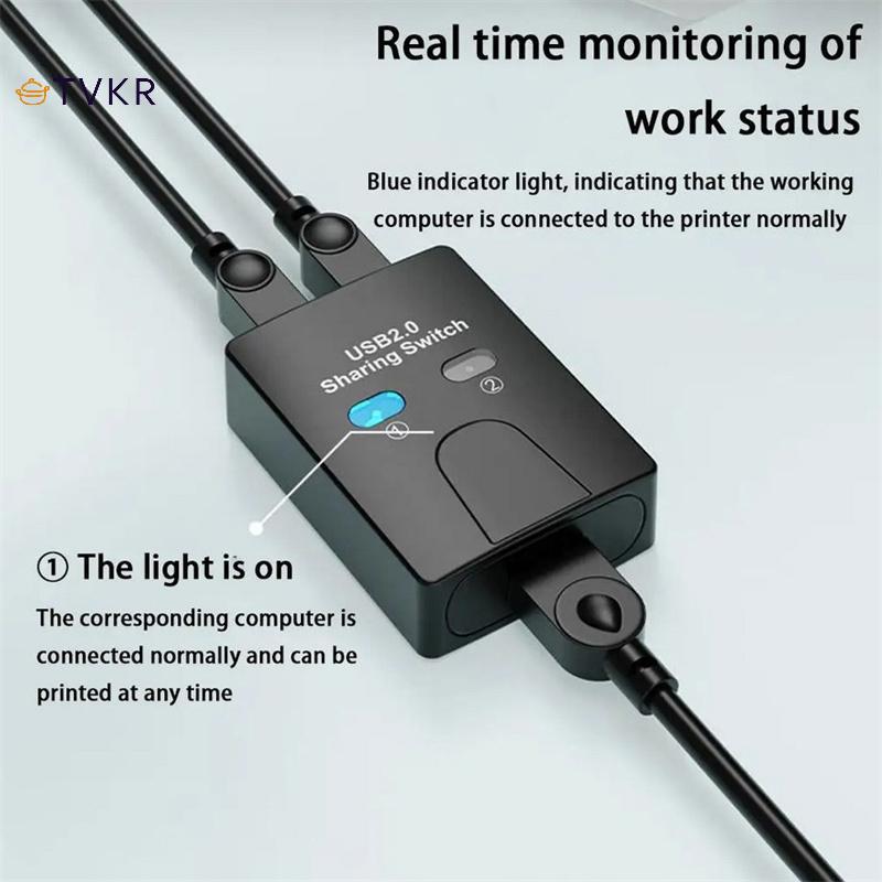 TVKR USB2.0 2 Cổng Hub USB Switch Máy In Sharer Twoputers Splitter U In Share Máy In Đĩa Thiết Bị Chia Sẻ 2 USB USB 1out 1 H9S3 OIK