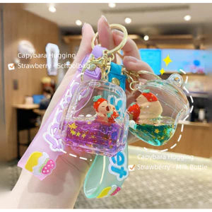 Kawaii Quicksand Capybara Móc Khóa Dâu Dầu Túi Charm