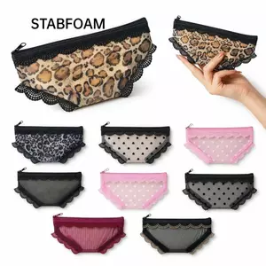 Túi đựng đồ trang điểm STABFOAM, Túi đựng mỹ phẩm lưới trong suốt, Quần lót ren hình trái tim Y2K Túi đựng đồ vệ sinh cho du lịch