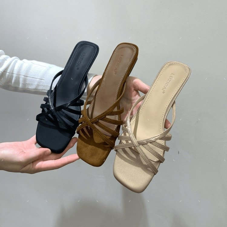 Mùa Hè Retro Thời Trang Đơn Giản Dép Thường Ngày PU Nữ Chống Trơn Trượt Bên Ngoài Đi Biển Dép Cao Cấp F