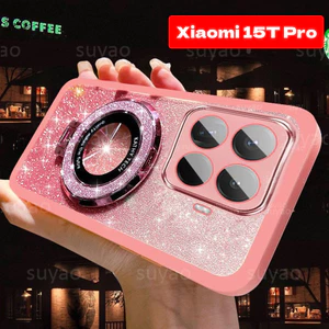 Dành Cho Xiaomi 17T Pro 15T 15TPro 2025 Ốp lưng Bling Nhẫn Giá Đỡ Vỏ Từ Tính Xiaomi15TPro Xiaomi15T Lấp Lánh Rugger TPU Sang Trọng Cô Gái Dễ Thương Mềm Chống Sốc Full Vỏ Ốp Lưng