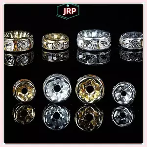 JRP 100 Chiếc 5 / 7 / 10 Mm Rondelle Đĩa 316 Thép Không Gỉ Pha Lê Miếng Đệm Hạt Có Kim Cương Giả Để Trang Sức Làm Vòng Tay DIY JRP