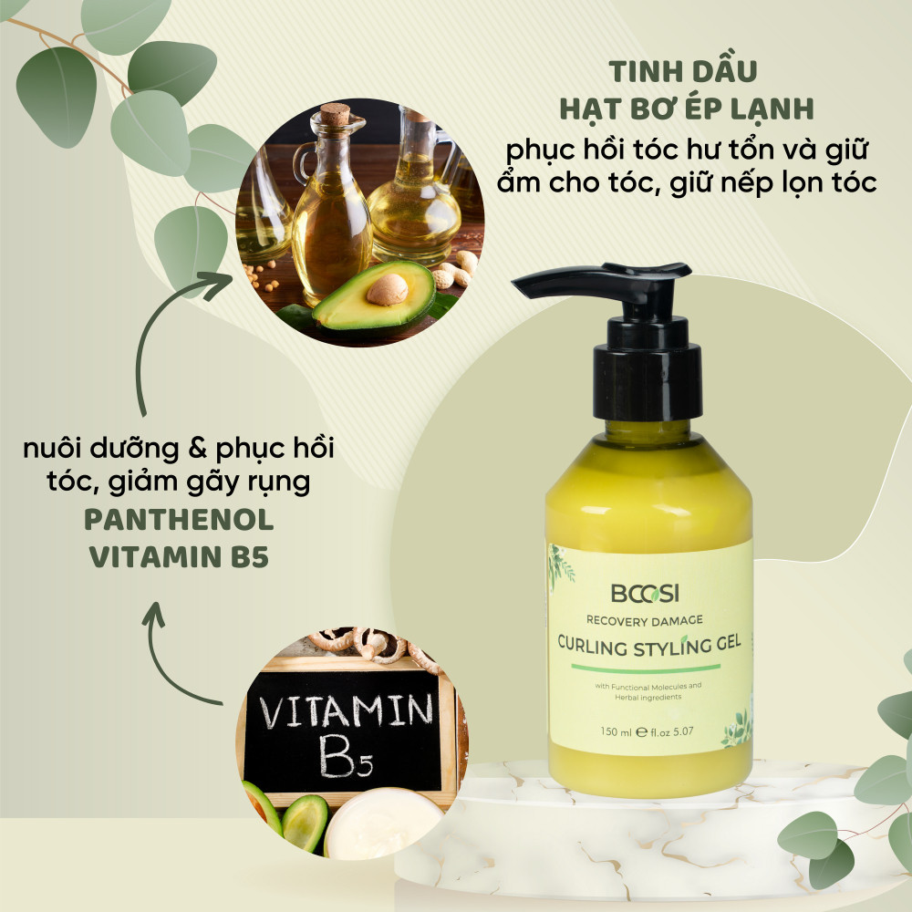 Gel Tạo Kiểu Định Hình Giữ Nếp Tóc Xoăn Bcosi Recovery Damage Curling Styling Gel 150ml [ MK ]
